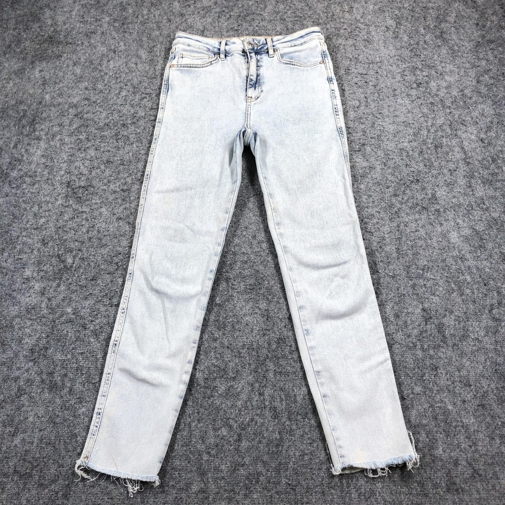 We The Free Jeans Womens 28 Light Wash High Rise Slim Distressed Raw Hem Denim